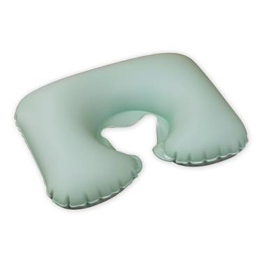 Imagem de Almofada de Pescoço Inflável para Viagem, Contemporâneo, PVC Impermeável, Compacto, Verde, 45x40cm, Sherpa, Ergonômico, Adulto, Viagem e Descanso, Compacto e Ergonômico