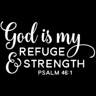 Imagem de Decalque de vinil impermeável God is My Refuge & Strength, 4 peças, adesivo religioso cristão para janelas de carros, tablets, laptops e garrafas de água (branco)