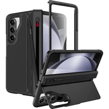 Imagem de Miimall Capa para Samsung Galaxy Z Fold 6 com suporte para S Pen e S Pen suporte oculto protetor de tela embutido protetor de tela protetor de dobradiça resistente à prova de choque sem fio capas de