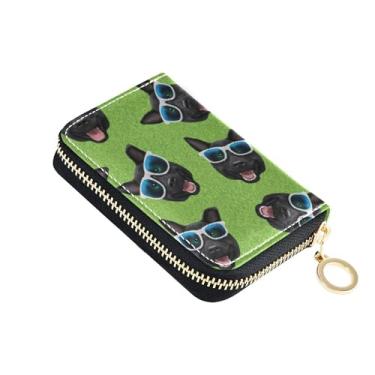 Imagem de Carteira feminina Black Dogs Smile com zíper e bloqueio de RFID, pequena carteira com zíper e bolso para moedas
