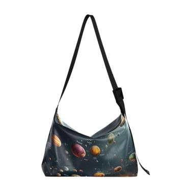 Imagem de GAIGEO Bolsa tiracolo Tig Fur amarela preta laranja de couro vegano, bolsa de ombro feminina de couro, bolsa de ombro vegana, Planetas de cores, One Size