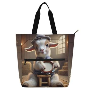 Imagem de GAIGEO Bolsa de ombro rústica para crianças, mulheres, escola, trabalho, zíper, livro, bolsa de ombro reutilizável