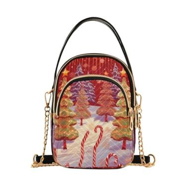 Imagem de Bolsa transversal feminina Galaxy Planets, bolsa transversal com alça removível, bolsas transversais elegantes para viagens, Bengala doce de Natal e floco de neve - 1, One Size