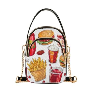 Imagem de GAIGEO Bolsa tiracolo feminina com pintura de baleia gigante, bolsas transversais modernas pequena bolsa tiracolo, Itens alimentares - 3, One Size