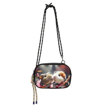 Imagem de TSENQUE Bolsa tiracolo pequena feminina carteira para iphone bolsa feminina de viagem pequena bolsa de ombro hamster fofa