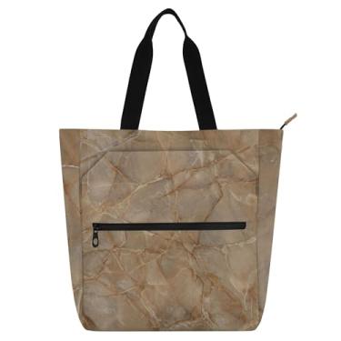 Imagem de Bolsa de trabalho feminina marrom mármore bolsas de tecido de lona universitárias utilitárias de escritório bolsas de presente para amantes de livros