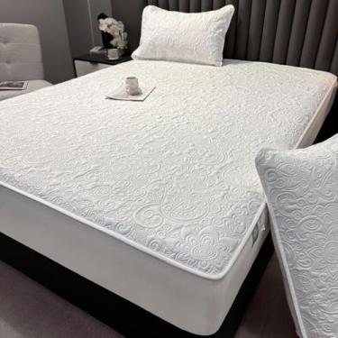 Imagem de Lençol de baixo de microfibra macia de qualidade de hotel, lençol com elástico, protetor de colchão de cama, elástico ultra elástico de 360 graus, resistente a rugas, fácil instalação - Tipo 04||120 x