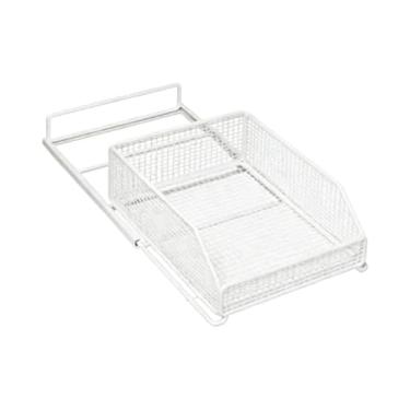 Imagem de Baoblaze Organizador de armário deslizante com gaveta deslizante, prateleira multifuncional para utensílios e temperos, ideal para banheiro, armário de, Branco, Extended M