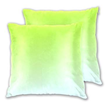 Imagem de Joitme Conjunto de 2 capas de almofada verde limão ciano claro gradiente, fronhas decorativas para sofá, 50 x 50 cm, 2 peças