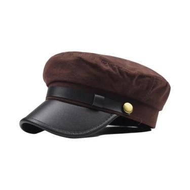 Imagem de Bonés De Couro Unissex Estilo Militar Para Mulheres, Chapéus De Capitã