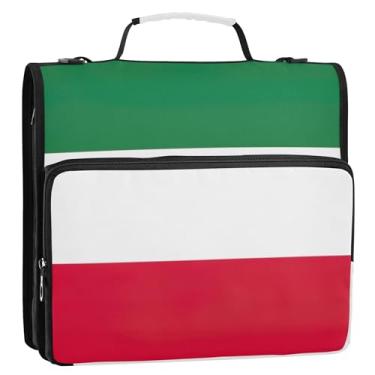 Imagem de Organizador de fichário com bandeira do Kuwait, 3 argolas para fichários de 3 cm D com alça para escola, vários bolsos, pasta grande para portfólio