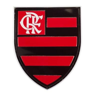 Imagem de Mileno Placa Decorativa Metal Formato Escudo Flamengo, Prata, 20.5x16.5cm, Tema Futebol, Estilo Vintage, Montagem Parede