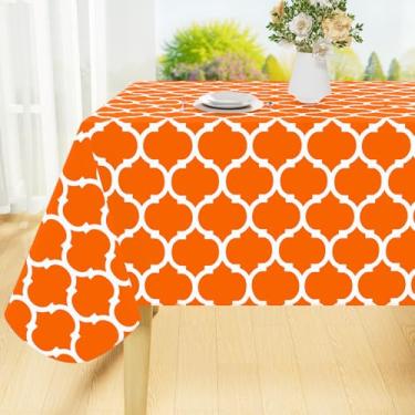 Imagem de Smiry Toalha de mesa retangular, toalha de mesa de vinil impermeável com forro de flanela para mesas retangulares, toalhas de mesa de plástico à prova de derramamento para jantar, ambientes internos e