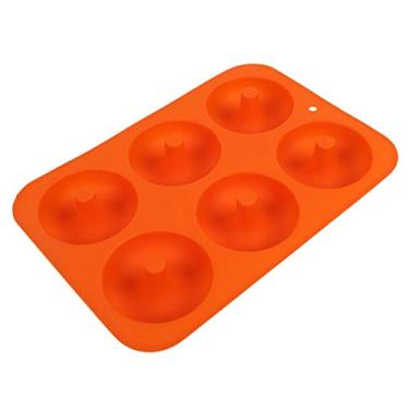 Imagem de SIWOTED 6-Cavidade Silicone Donut Assadeira Donut Molde de Chocolate Congelador de Microondas Seguro (Laranja)