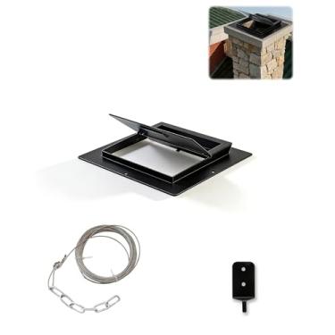 Imagem de Amortecedor de vedação de chaminé 33 x 33 cm para lareiras de tijolos a lenha, amortecedor de chaminé protege eficazmente contra poeira, chuva e neve, amortecedor de chaminé de liga metálica