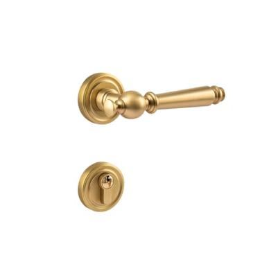 Imagem de Fechadura de porta de quarto de latão de madeira maciça maçaneta dividida silenciosa interna dourada americana (ouro escovado)