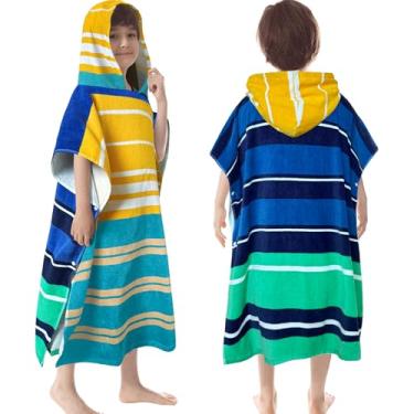 Imagem de VOOVA & MOVAS Toalhas poncho com capuz para crianças grandes, grandes (6-12 anos, 66 x 64") feitas de 100% algodão macio, roupão absorvente para meninos, perfeito para piscina | natação | banho |