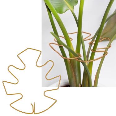 Imagem de Estaca de suporte de haste Monstera de 13 x 14 cm com gancho de trava, suporte de planta trepadeira durável para Monstera, cacto espinha de peixe, fácil instalação, dourado