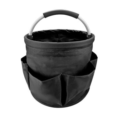 Imagem de Cesta de piquenique dobrável de 17L com 6 bolsos, cesta portátil e reutilizável para atividades ao ar livre, acampamento, piqueniques, compras, viagens e armazenamento (preto)