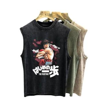 Imagem de Camiseta Regata Oversized Masculina Com Estampa De Anime Hajime No Ipp