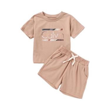 Imagem de Conjuntos De Roupa Infantil De Algodão Com Estampa De Letras Para Meni