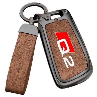 Imagem de Capa de chave de carro estilo liga de zinco compatível com AUDI Q2 SQ2 2016 2019 2020 2022 Protetor de controle remoto chaveiro acessórios automotivos(A-gun brown)