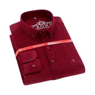 Imagem de Camisa De Veludo Cotelê Masculina plus Size 7XL 100% Algodão Manga Lon