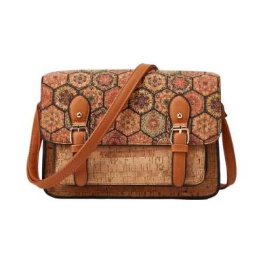 Imagem de Bolsa Mensageiro Vintage Média Em Kraft Estilo Hippie Retro Chic Boho 