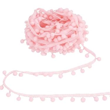 Imagem de Hahafelt Fita de acabamento de mini pompons de 30 metros, 2 cm de largura, borda única com franja, fita de costura, artesanato, pompons, borla, para artesanato, cortina de costura, almofada, decoração