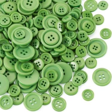 Imagem de 1 saco de botões de costura redondos planos mistos 4 furos botões de resina para camisa, roupas, casacos, casacos, jaqueta, jeans, saias, artesanato de costura, decoração DIY, verde limão, 11,5 ~ 25,5