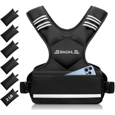 Imagem de BAGAIL Colete com peso ajustável, 1,8 a 4,5 kg/5,4 a 8,2 kg/9 a 14,5 kg, colete para homens e mulheres com 6 pesos e bolso grande, colete de peso para exercícios em casa, corrida, caminhada e