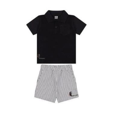 Imagem de Conjunto Curto Tigor T Tigre Camiseta Polo e Bermuda Listras-Masculino