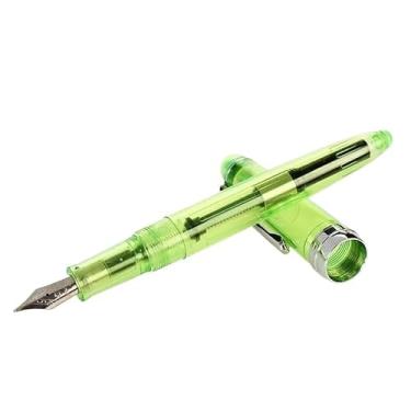 Imagem de FUKUZL Caneta-tinteiro colorida transparente fofa com ponta F de 0,5 mm F canetas de tinta de resina para escrever materiais escolares (verde transparente)