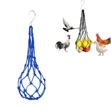 Imagem de Alimentador suspenso de frango e vegetais, saco de cordão de frango e legumes, suporte para frango, repolho, ferramenta de alimentação com gancho S para galinhas, brinquedo de galinheiro para