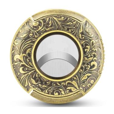 Imagem de JDIME Cortador de charutos retrô de aço inoxidável portátil grande diâmetro boca plana afiada e lisa embalagem caixa de presente (B)