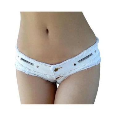 Imagem de Shorts De Jeans Slim Fit De Cintura Baixa Para Mulheres, Sexy Mini Dis