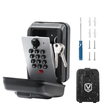 Imagem de SAFEWall Caixa de bloqueio de chave de segurança, caixa de bloqueio de combinação de 12 dígitos para chaves com código redefinível, grande capacidade e à prova de intempéries, caixa de bloqueio de