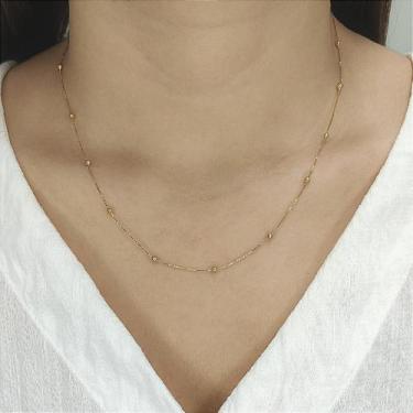 Imagem de Colar de Ouro 18k com Bolinhas na Corrente Veneziana - Elegância e Cha