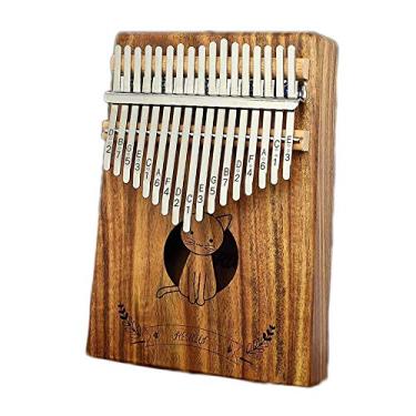 Imagem de Lss9azznmm Kalimba Marimba Portátil 17 Teclas Polegar Piano Madeira Africana Dedo Piano Fácil de Aprender Instrumento Musical Presentes Design para Crianças Adultos Iniciantes Gato Curioso