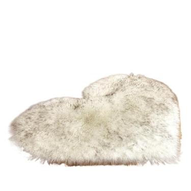 Imagem de 1 tapete de pelúcia em forma de coração para sala de estar, quarto, decoração de casa, dia dos namorados, 50 cm x 60 cm (cinza duplo)