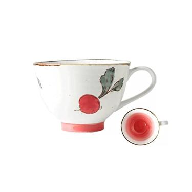 Imagem de Copo de água de cerâmica moderno de 350 ml retrô para casa xícara de café da manhã xícara de aveia de grande capacidade xícara de café de cerâmica para bebidas (rosa)