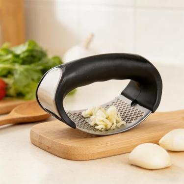 Imagem de Espremedor de alho de aço inoxidável – Triturador de alho fácil de usar, corte rápido e sem esforço, ferramenta de cozinha perfeita