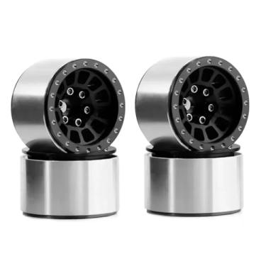 Imagem de MYHWDRNU Peças de carro RC compatíveis com TRX4M para Axial para SCX24 1/18 1/24 RC Crawler Car Upgrade Parts 4pcs 1.0 polegadas Metal Beadlock Roda Hub Roda Jante (preto)