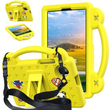 Imagem de AKABEILA Compatível com Honor Pad X7 22.1 cm 2025, capa protetora universal leve à prova de choque com alça de ombro e alça de suporte amarela