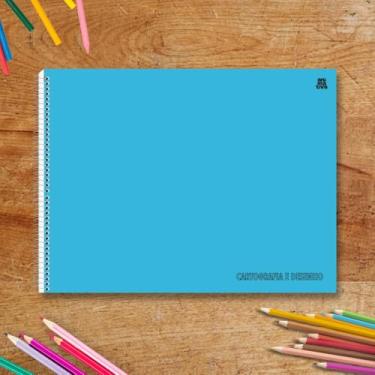 Imagem de Caderno de Cartografia e Desenho, Capa Lisa, Azul, 60 Folhas, 27,5 x 20 cm, Espiral, Papel e Metal