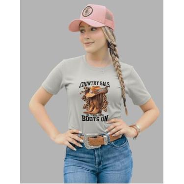 Imagem de Camiseta Blusa Tshirts Country Gals Algodão Premium Macia, Cinza, M