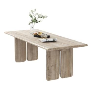 Imagem de Mesa de trabalho retangular versátil moderna minimalista, mesa de jantar de madeira maciça nórdica, longa mesa de conferência, fácil de instalar (G)