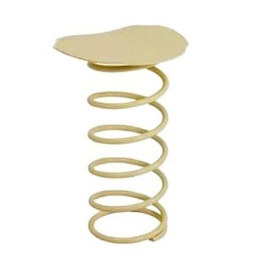 Imagem de Mesa de canto pequena moderna, mesa de destaque ideal para espaços pequenos, mesa lateral para sala de estar e quarto, com estrutura de metal ótima para interior e exterior, com base de design de mola