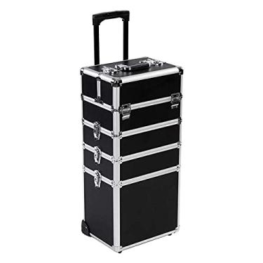 Imagem de Caixa de ferramentas portátil com rodas, estojo de transporte de carrinho de armazenamento de viagem multifuncional moldura de alumínio removível 4 em 1 organizadores de ferramentas
