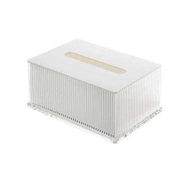 Imagem de Prática leve luxuosa sala de estar restaurante caixa de lenços acrílico escritório casa hotel organizador dispensador facial criativo guardanapo (branco)